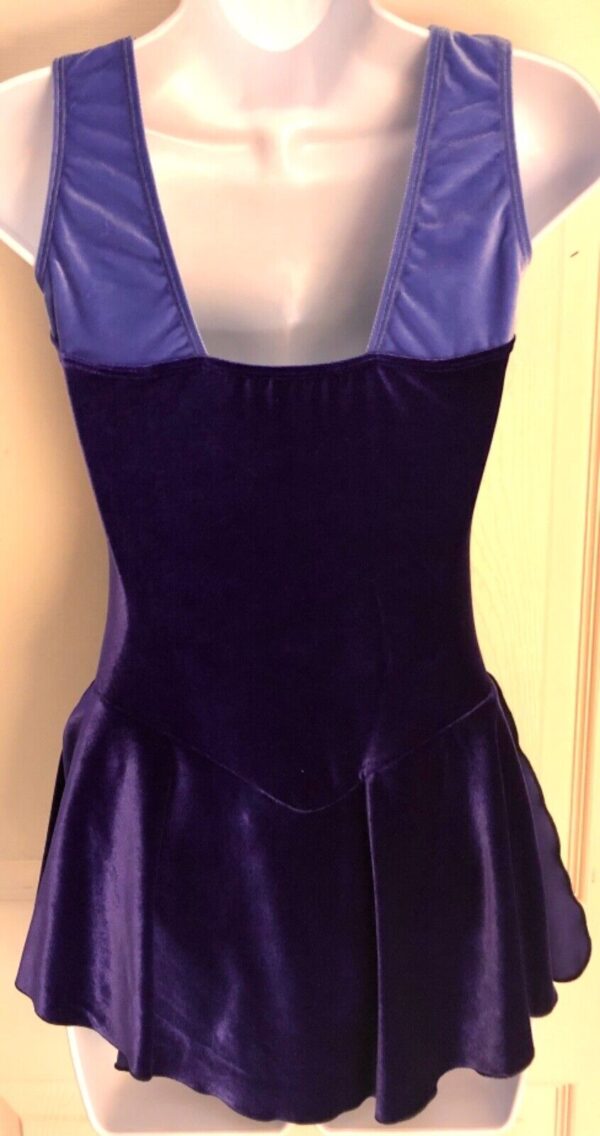 GK ICE FIGURE SKATE ADULT SMALL PURPLE VELVET TEAR DROPS TANK DRESS Sz AS NWT! - Image 7