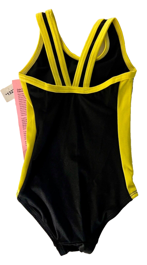 GK SPORTY CHILD X-SMALL BLACK RACERBACK YELLOW SIDES GYMNASTS TANK LEOTARD SZ XS - Image 8