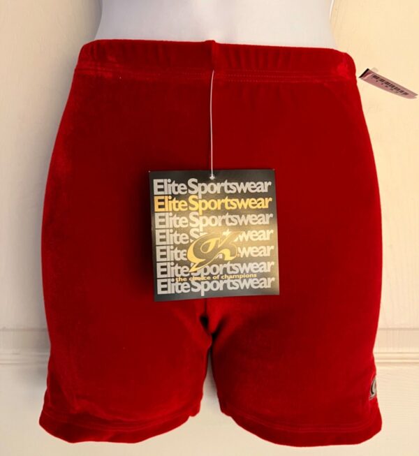 GK ELITE CHEER MINI ADULT MEDIUM RED VELVET GYM DANCE WORKOUT SHORTS Sz AM NWT! - Image 7