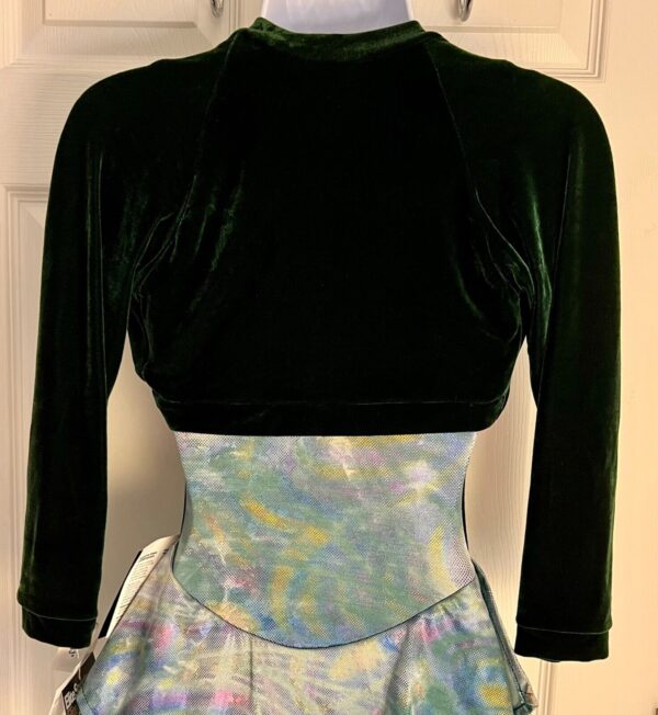 GK ICE SKATE DANCE GIRLS LARGE EVERGREEN VELVET LGSLV SHRUG JACKET SZ CHILD L - Image 3