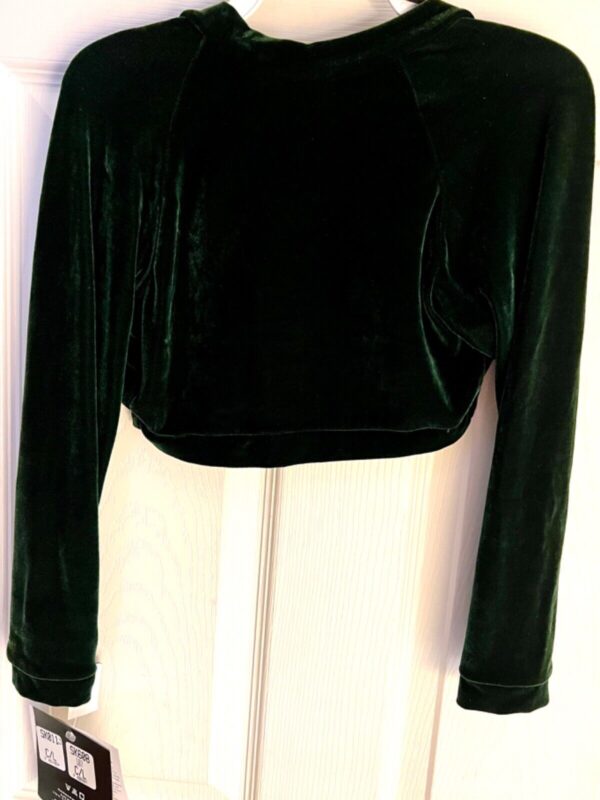GK ICE SKATE DANCE GIRLS LARGE EVERGREEN VELVET LGSLV SHRUG JACKET SZ CHILD L - Image 4