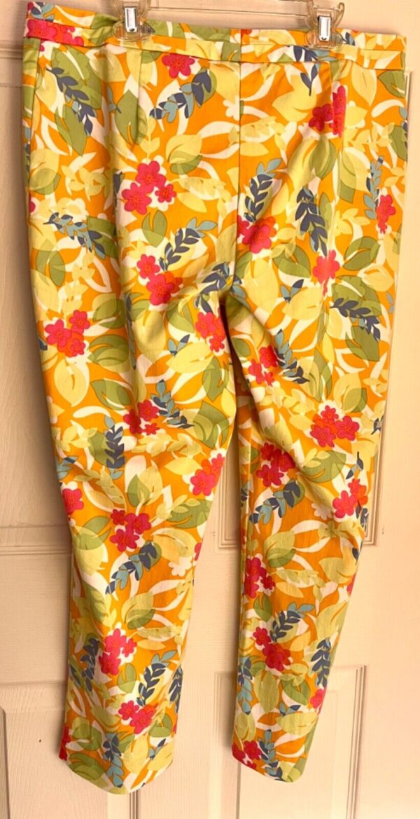 SIGRID OLSEN WOMENS SIZE 12 CROP FLORAL COTTON/NYLON/SPANDEX PRINT PANTS Sz 12 - Image 4