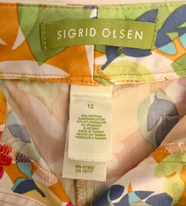 SIGRID OLSEN WOMENS SIZE 12 CROP FLORAL COTTON/NYLON/SPANDEX PRINT PANTS Sz 12 - Image 7