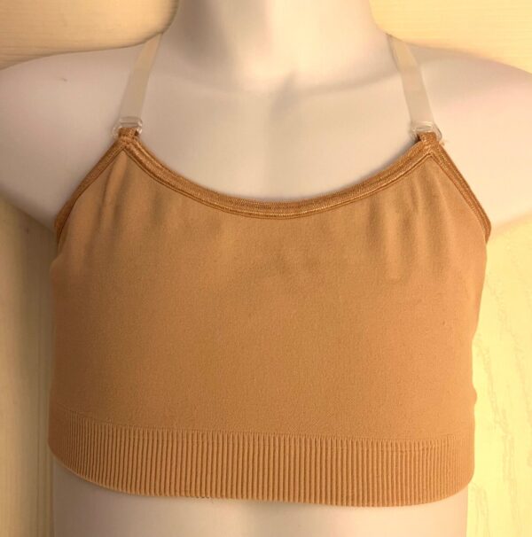 GK HIGH PERFORMANCE CHILD S-L GYMNASTICS DANCE SEAMLESS SPORTS BRA BEIGE CS-CL