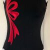 GK RED BOW FOIL ADULT X-SMALL BLACK N/S GYMNASTIC DANCE TANK LEOTARD AXS NWT!