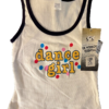 GK FUN TANK PJ TOP GIRLS SMALL â€˜DANCE GIRLâ€™ WHITE COTTON RIBBED BLACK TRIM SZ S - Image 8