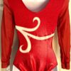 GK LgSLV LADIES SMALL RED SPARKLE FOIL MESH WHITE GYMNASTICS DANCE LEOTARD Sz AS - Image 5