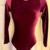 GK LgSLV LADIES SMALL CLASSIC SOLID PLUM VELVET GYMNASTS DANCE LEOTARD Sz AS