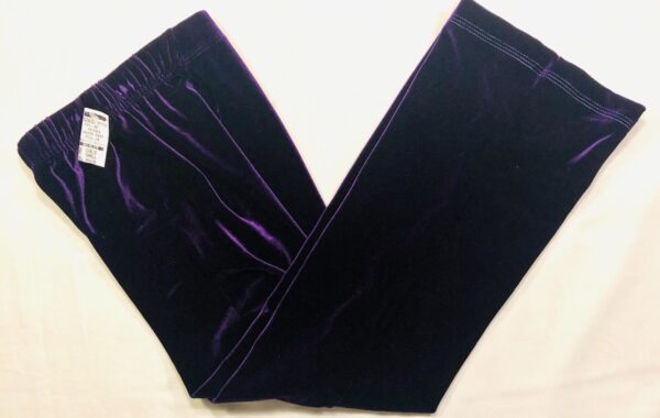 GK PURPLE VELVET CHILD SMALL WARM-UP PANTS GYMNAST, SKATE, DANCE, FITNESS Sz CS