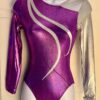 GK LgS PURPLE FOIL ADULT SMALL SILVER METALLIC GYMNAST DANCE CHEER LEOTARD Sz AS