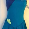GK ICE FIGURE SKATE ADULT SMALL ROYAL WRAP FRONT VELVET FLOWER JA DRESS Sz AS
