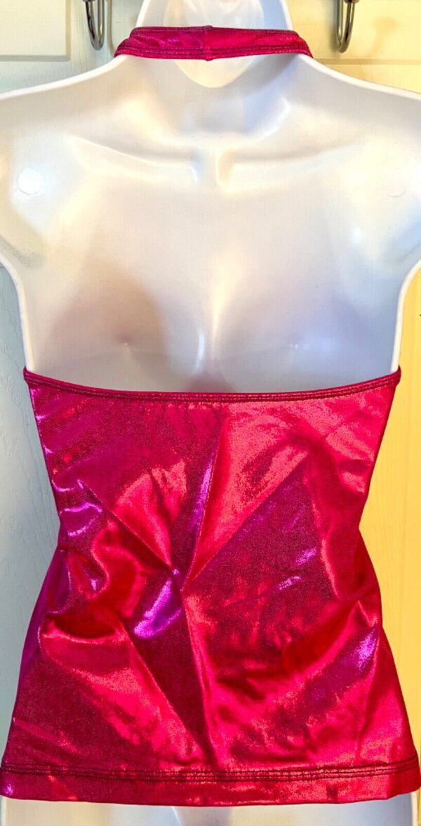 GK DANCE CHEER LADIES SMALL PINK MYSTIQUE HOLOGRAM HALTER TOP Sz AS NWT - Image 5