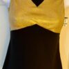 GK DANCE CHEER LADIES SMALL GOLD SPARKLE BLACK DRY TECH V-NECK PERFORM TOP Sz AS