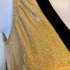 GK DANCE CHEER LADIES SMALL GOLD SPARKLE BLACK DRY TECH V-NECK PERFORM TOP Sz AS - Image 2