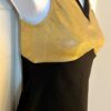 GK DANCE CHEER LADIES SMALL GOLD SPARKLE BLACK DRY TECH V-NECK PERFORM TOP Sz AS - Image 3
