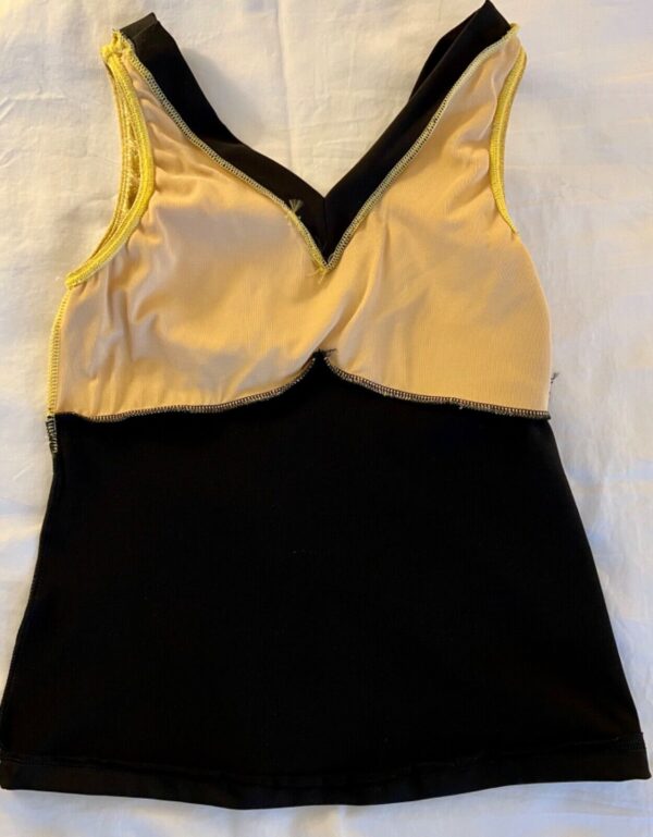 GK DANCE CHEER LADIES SMALL GOLD SPARKLE BLACK DRY TECH V-NECK PERFORM TOP Sz AS - Image 7