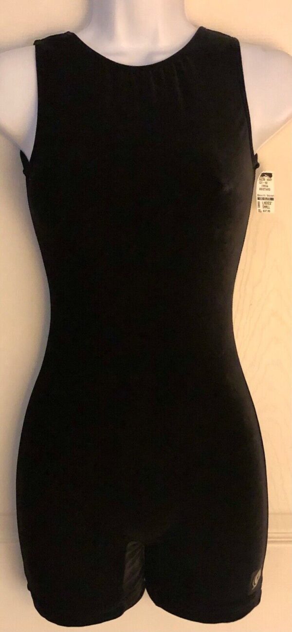 GK DANCE BIKETARD ADULT SMALL BLACK VELVET GYMNASTICS CHEER WORKOUT TANK Sz AS