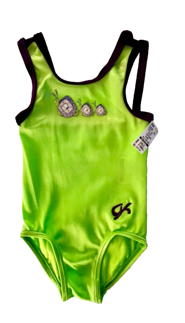 GK GREEN CHILD X-SMALL FOIL CATERPILLAR ACCENT GYMNASTICS DANCE TANK LEOTARD XS - Image 10