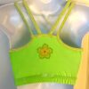 GK ADULT SMALL GREEN VELVET FLORAL AP â€œGYM DIVAâ€ METAL BEADS TANK CROP TOP Sz AS - Image 5