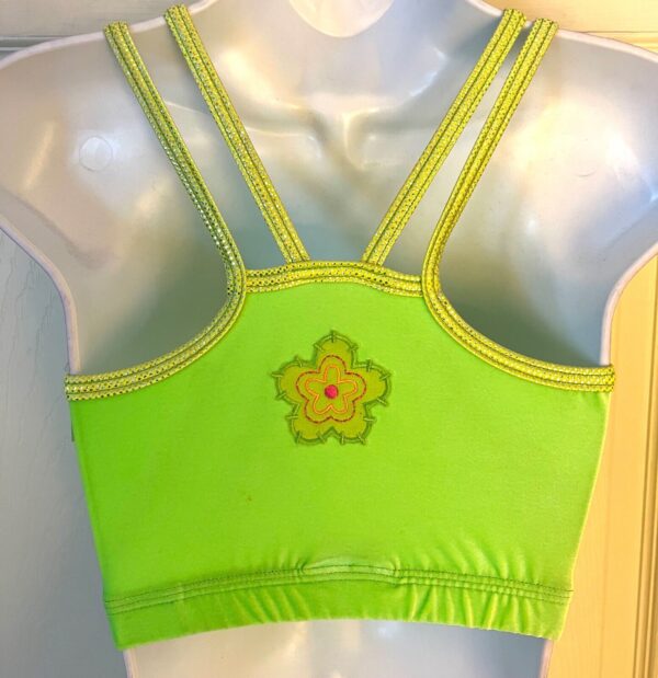 GK ADULT SMALL GREEN VELVET FLORAL AP â€œGYM DIVAâ€ METAL BEADS TANK CROP TOP Sz AS - Image 5