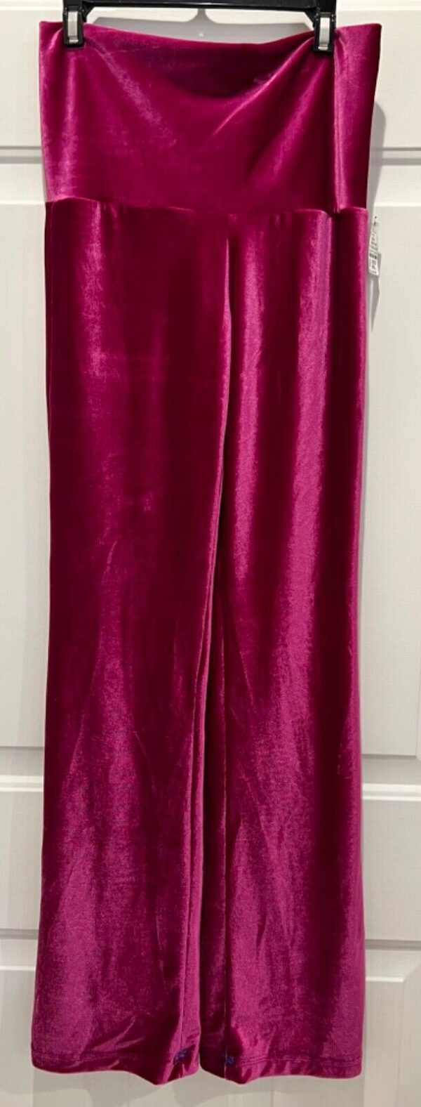 GK DANCE JAZZ LADIES SMALL PINK/PLUM VELVET FOLDING WAIST FLARE PANTS Sz AS NWT - Image 2