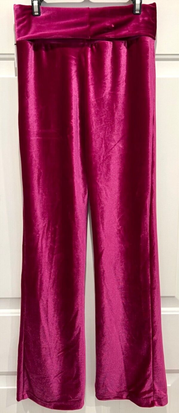 GK DANCE JAZZ LADIES SMALL PINK/PLUM VELVET FOLDING WAIST FLARE PANTS Sz AS NWT - Image 3