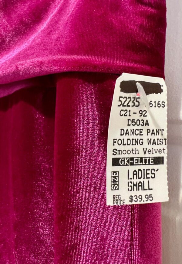 GK DANCE JAZZ LADIES SMALL PINK/PLUM VELVET FOLDING WAIST FLARE PANTS Sz AS NWT - Image 4