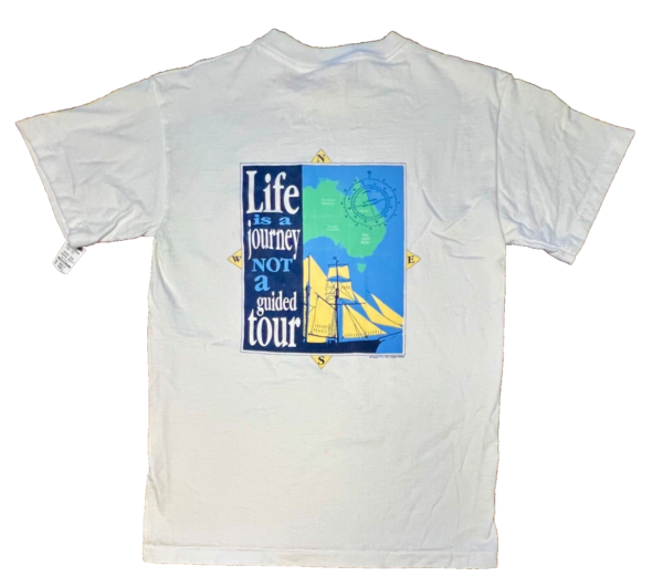 THE AUSSIE T CO "LIFE IS A..." GRAPHIC ADULT SMALL SSLV WHITE COTTON T-SHIRT S - Image 4