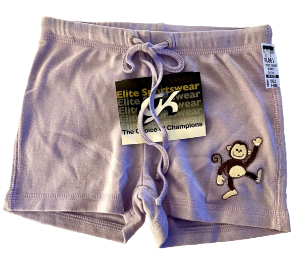 GK DRAWSTRING SHORTS GIRLS X-SMALL (4T)  BLUE COTTON MONKEY APPLIQUE SZ XS NWT! - Image 4