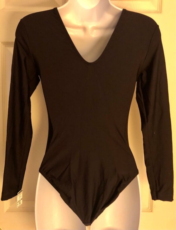 GK LADIES SMALL CLASSIC LgSLV BLACK NYLON/SPANDEX GYMNASTICS DANCE LEOTARD Sz AS - Image 5