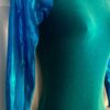 GK LADIES X-SMALL  LgSLV GREEN VELVET BLUE FOIL GYMNASTICS DANCE LEOTARD SZ XS - Image 2