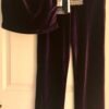 GK DANCE JAZZ LADIES LARGE PURPLE VELVET X-BACK FOIL STRAPS CAMISOLE TOP Sz AL - Image 9