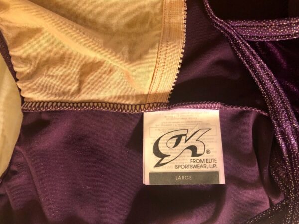 GK DANCE JAZZ LADIES LARGE PURPLE VELVET X-BACK FOIL STRAPS CAMISOLE TOP Sz AL - Image 10