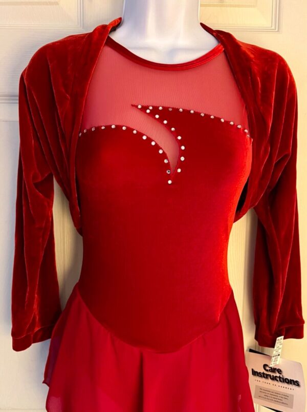 GK ICE SKATE DANCE LADIES MEDIUM RICH RED VELVET LGSLV SHRUG JACKET SZ M NWT!