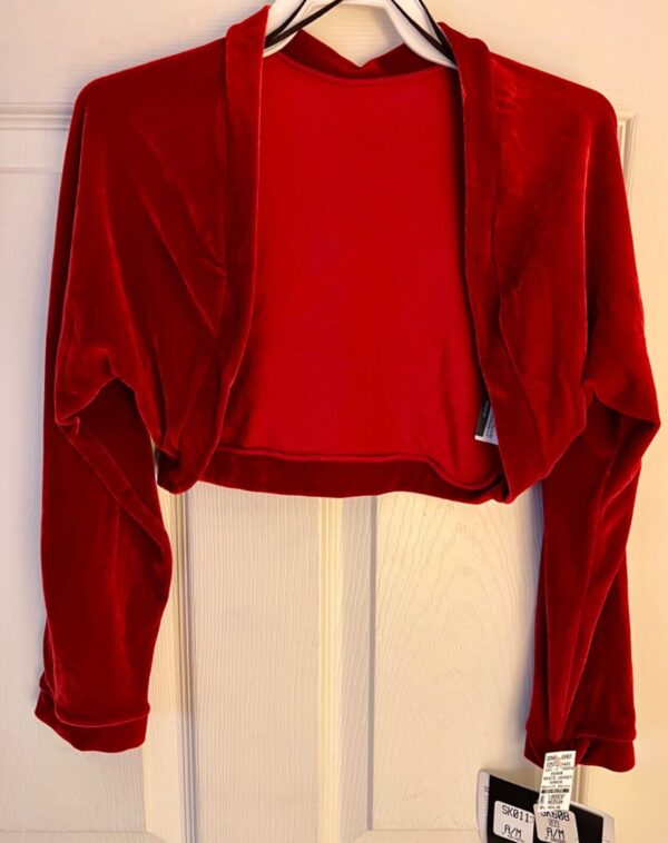 GK ICE SKATE DANCE LADIES MEDIUM RICH RED VELVET LGSLV SHRUG JACKET SZ M NWT! - Image 7