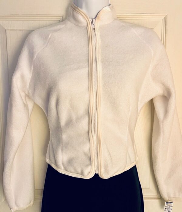 GK ICE DANCE FIGURE SKATE ADULT X-SMALL WHITE FLEECE VELVET ZIP JACKET SZ XS NWT