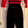 GK FIGURE SKATE LADIES X-SMALL 3/4 SLV NYLON/STRETCH RED TOP BLACK PANT SET XS - Image 4
