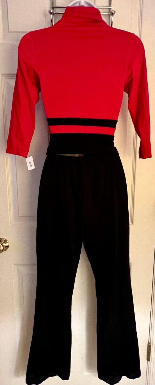 GK FIGURE SKATE LADIES X-SMALL 3/4 SLV NYLON/STRETCH RED TOP BLACK PANT SET XS - Image 4