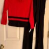 GK FIGURE SKATE LADIES X-SMALL 3/4 SLV NYLON/STRETCH RED TOP BLACK PANT SET XS - Image 6