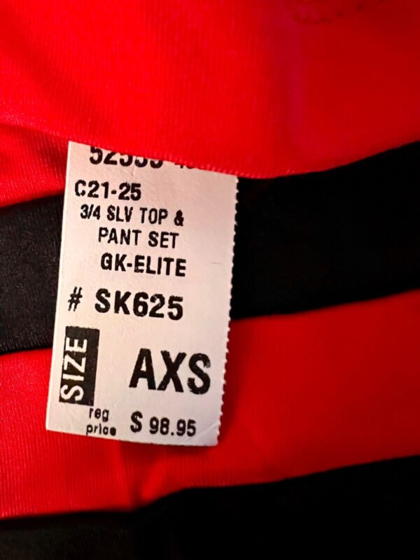 GK FIGURE SKATE LADIES X-SMALL 3/4 SLV NYLON/STRETCH RED TOP BLACK PANT SET XS - Image 7