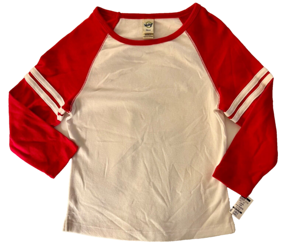 GK GYMNAST BASEBALL TEE CHILD SMALL RED & WHITE 3/4 RAGLAN SLV COTTON T-SHIRT S - Image 5