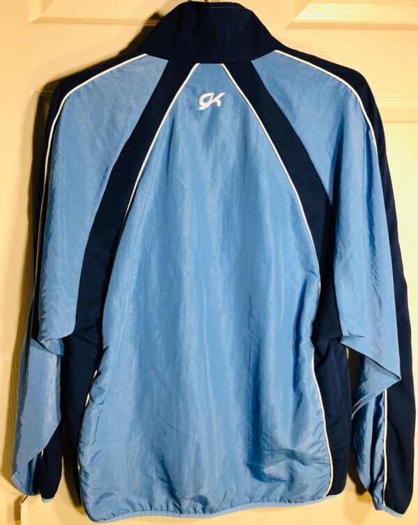 GK WARM UP JACKET ADULT LARGE ROYAL SUPPLEX NAVY WHITE PERFORMANCE FIT AL NWT! - Image 2