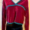 GK PURPLE VELVET LADIES LARGE LgSLV GREEN VELVET TRIM SKATE DANCE CROP TOP Sz L - Image 5