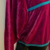 GK PURPLE VELVET LADIES LARGE LgSLV GREEN VELVET TRIM SKATE DANCE CROP TOP Sz L - Image 6