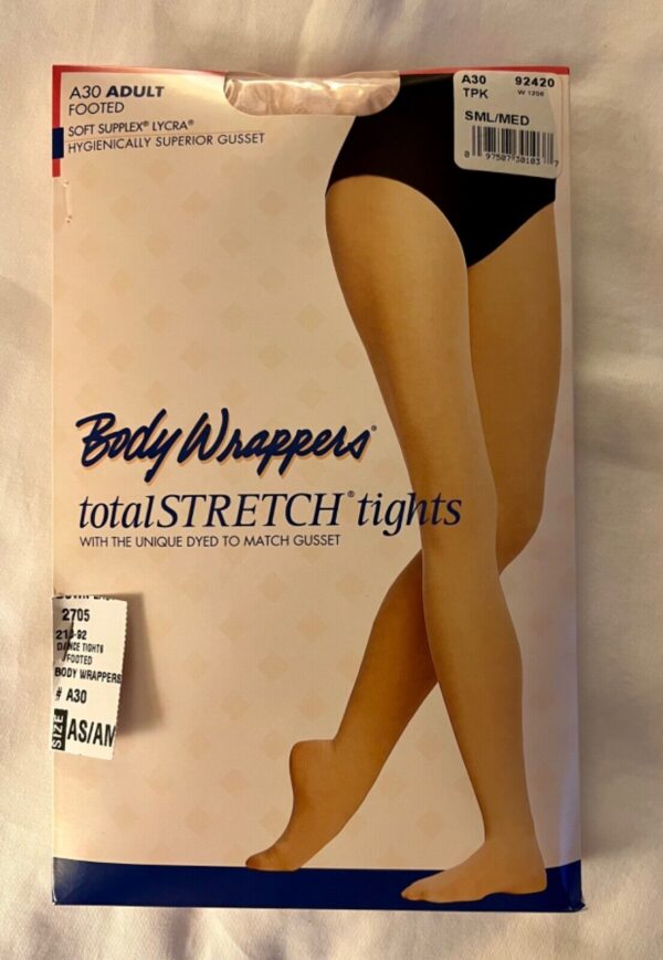 BODY WRAPPERS ADULT TOTAL STRETCH FOOTED DANCE SOFT STRETCH T-PINK TIGHTS S-M