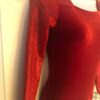 GK ELITE LgSLV LADIES SMALL RED VELVET FOIL GYMNASTICS DANCE LEOTARD Sz AS NWT! - Image 3