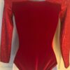 GK ELITE LgSLV LADIES SMALL RED VELVET FOIL GYMNASTICS DANCE LEOTARD Sz AS NWT! - Image 4