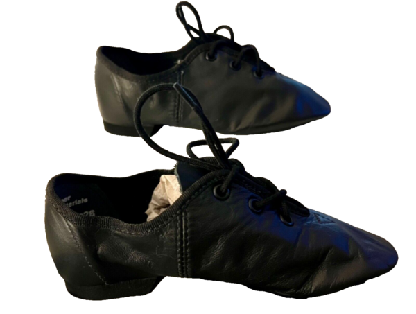 LEOâ€™S JAZZ BLACK LEATHER CHILD 12M ECONO SPLIT SOLE LACE UP DANCE SHOES SZ 12