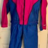 GK WARM UP ADULT X-SMALL PINK BLUE CRINKLE NYLON GYMNASTIC CHEER JACKET/PANT SET