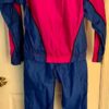 GK WARM UP ADULT X-SMALL PINK BLUE CRINKLE NYLON GYMNASTIC CHEER JACKET/PANT SET - Image 2